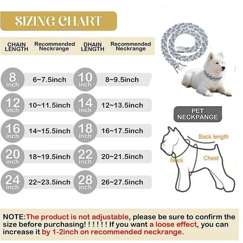 14mm Pink Blue Lab Diamond Dog Cuban Chain Collar 2tone Color Pet Necklace Jewelry Accessories For Small Medium Large Dogs Cat
